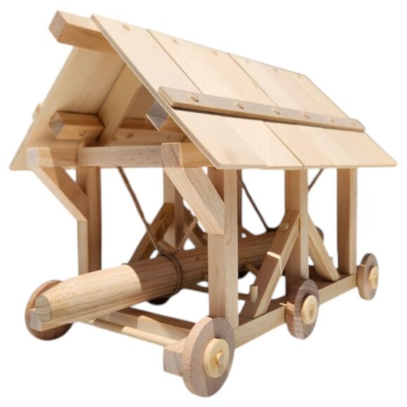 New Handcrafted Battering Ram Wooden Model History Social Studies Decor Wood Han - Picture 1 of 13